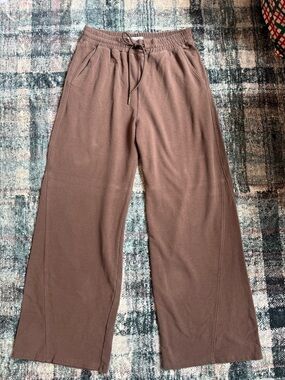 Abercrombie & Fitch Brown Wide-Leg Drawstring Pants-Medium